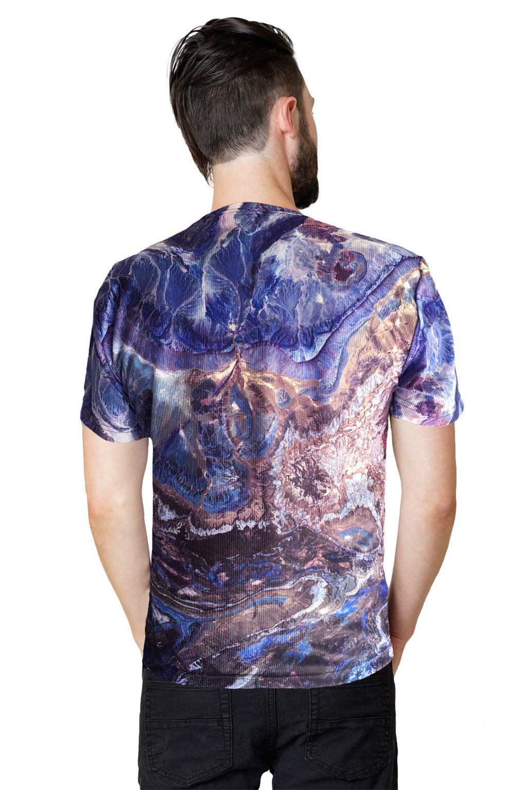 Mens Short Sleeve T-shirt-Nature Inspired Performance Clothing-Atlas Mtns-Back View
