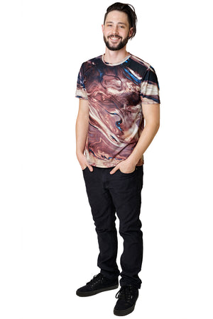 Mens Short Sleeve-Colorful Exercise Clothing-Satellite Image-Desert of Dasht-e Kavir-Full view