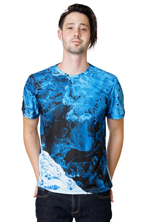 Mens Short Sleeve-Activewear Clothing with Satellite Image-Kamchatka