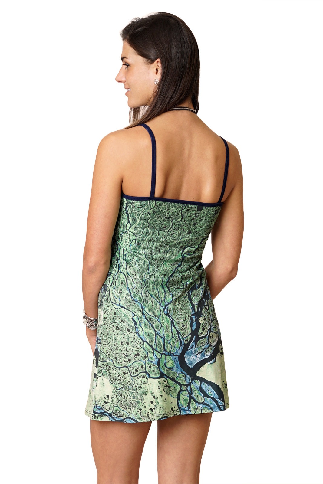 Mini Dress-Earthscapes Organic Pattern Clothing-Lena Delta M / Green
