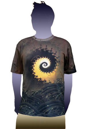Shortsleeve T-shirt- Rumi Quote Visionary Art - Fractal Wave