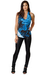 High-Definition Graphic Sleeveless Cowl Neck Top-Printed Ocean Top
